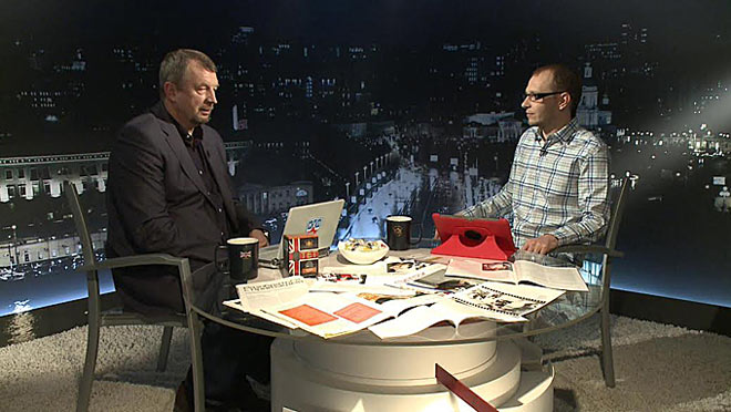 Сергей Гимаев и Роман Чернявский в программе "Трибуна КХЛ ТВ"
