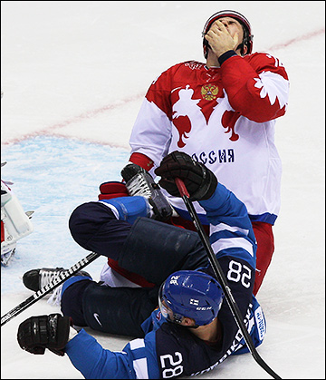 19 февраля 2014 года. Сочи. XXII зимние Олимпийские игры. Хоккей. 1/4 финала. Россия — Финляндия —1:3