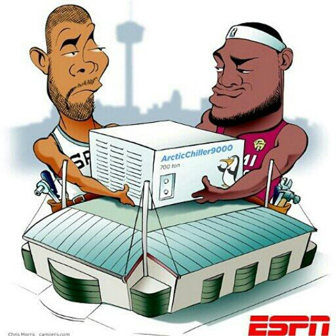 Отличный шарж от ESPN за несколько минут до начала второй игры серии, не находите?