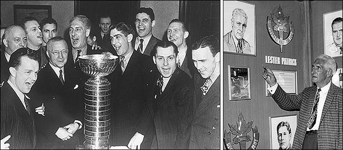 Лестер Патрик с Кубком Стэнли и в Зале Славы НХЛ
