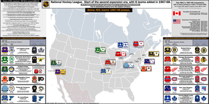 Карта НХЛ после расширения до 12 команд