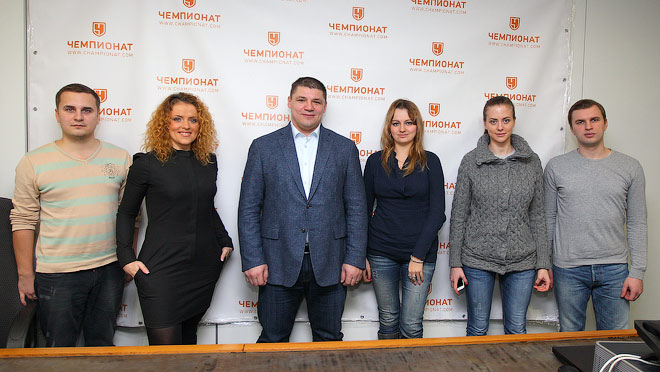 Андрей Коваленко и журналисты отдела «Хоккей»