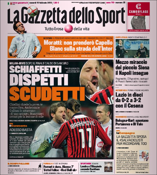 Первая страница Gazzetta dello Sport Первая страница Gazzetta dello Sport
