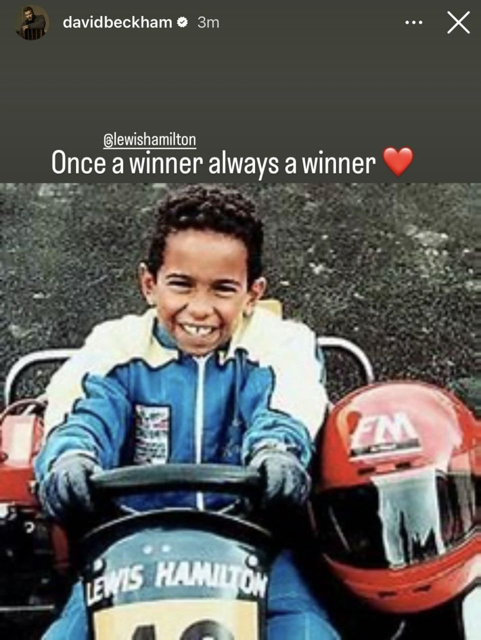Bekhem onun “Ferrari”də ilk qələbəsinə bu FOTO ilə reaksiya verdi
