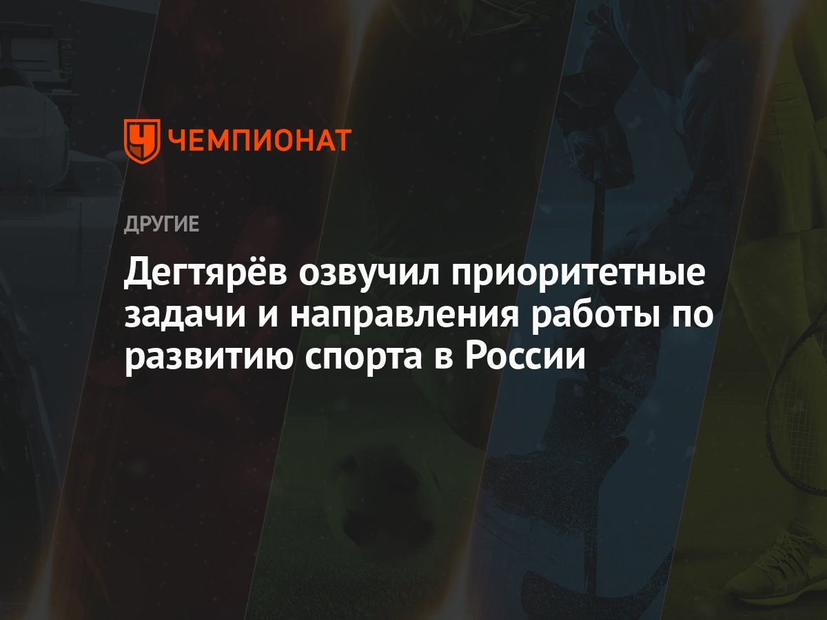 Дегтярёв озвучил приоритетные задачи и направления работы по развитию  спорта в России - Чемпионат