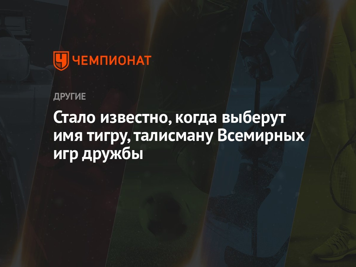 Стало известно, когда выберут имя тигру, талисману Всемирных игр дружбы -  Чемпионат