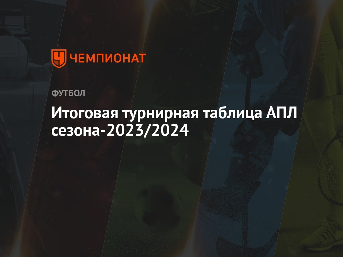 Итоговая турнирная таблица АПЛ сезона-2023/2024 - Чемпионат