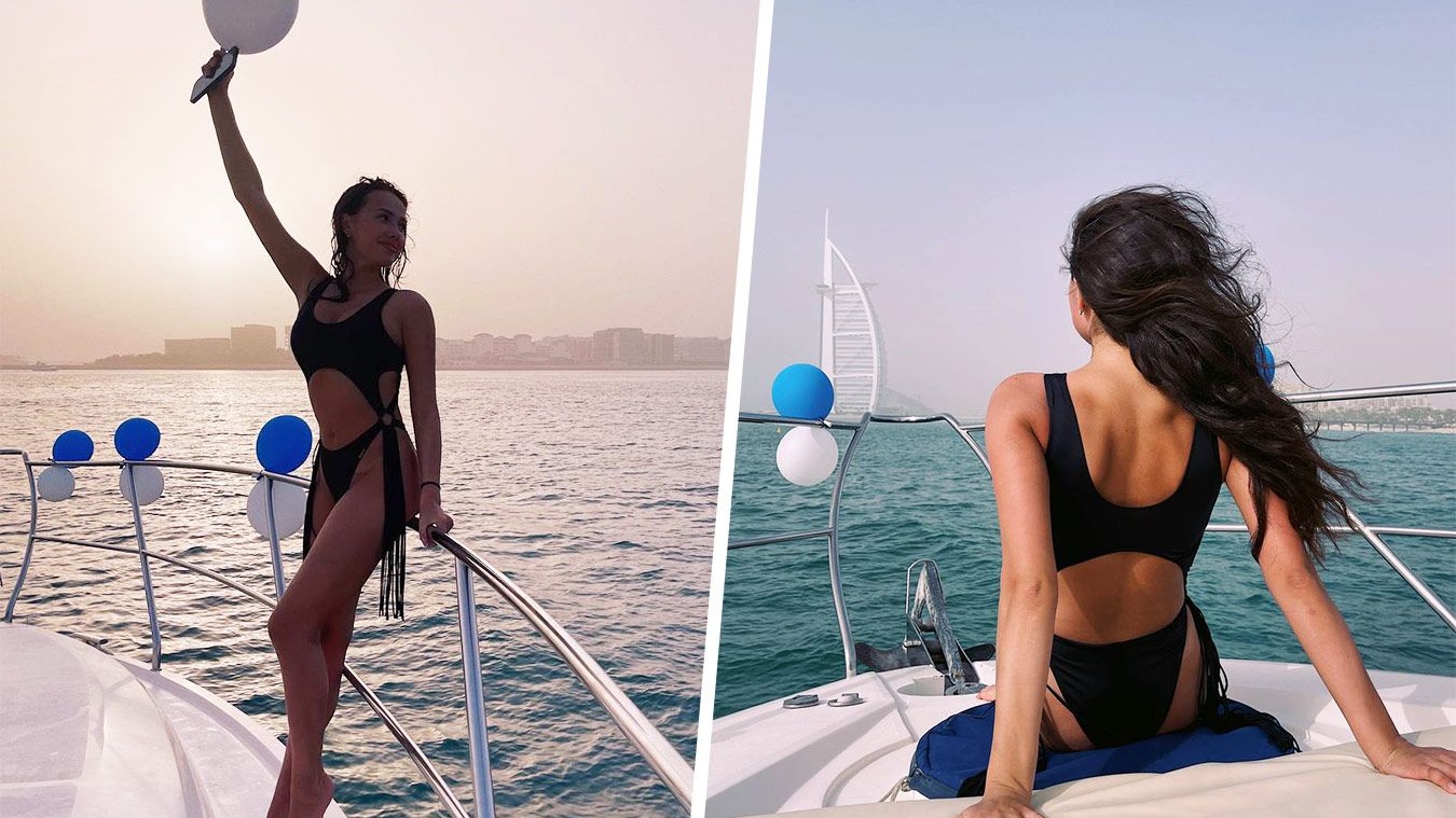 Алина Загитова на яхте в Дубае