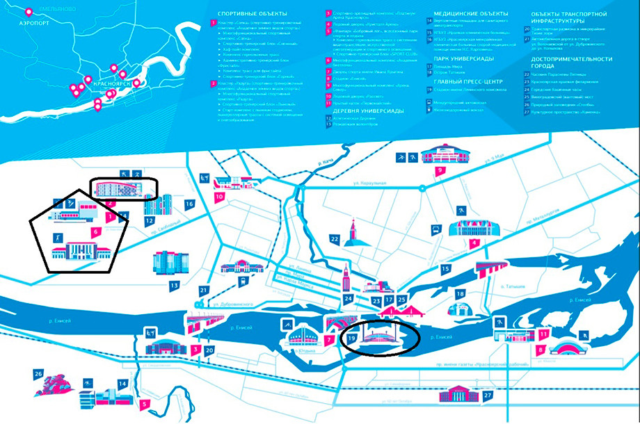 Карта красноярска с достопримечательностями