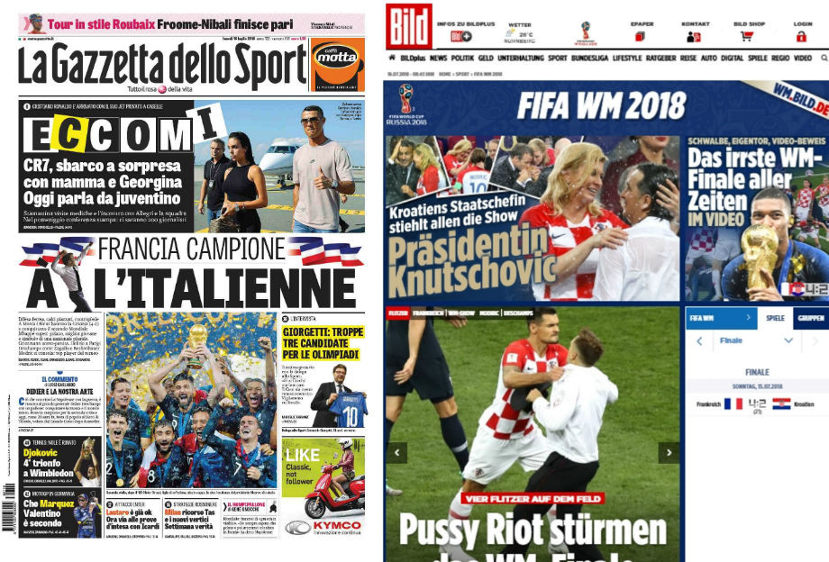 La Gazzetta dello Sport: «Франция – чемпион… по-итальянски»; Bild: «Худший финал ЧМ всех времён» La Gazzetta dello Sport: «Франция – чемпион… по-итальянски»; Bild: «Худший финал ЧМ всех времён»