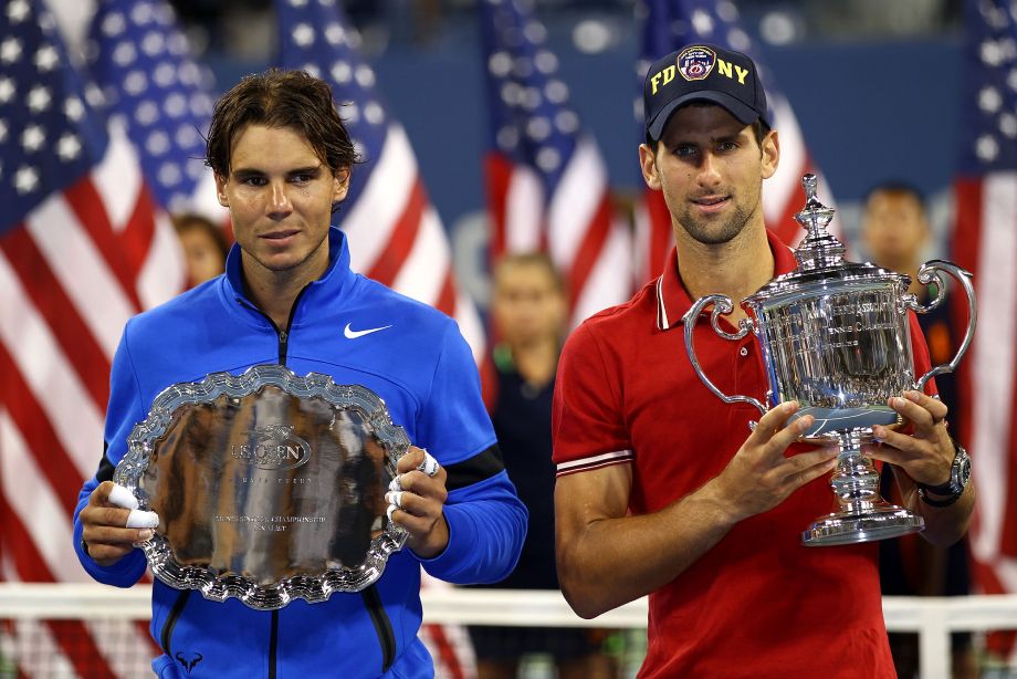 Рафаэль Надаль и Новак Джокович после финала US Open — 2011 Рафаэль Надаль и Новак Джокович после финала US Open — 2011