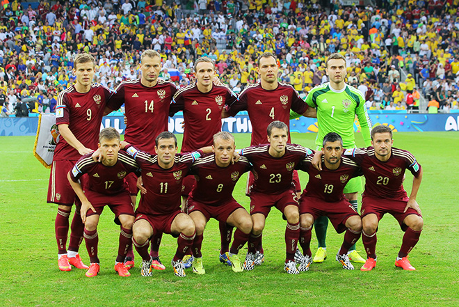 ЧМ-2014. Группа H. 3-й тур Алжир – Россия – 1:1. Сборная России перед началом игры ЧМ-2014. Группа H. 3-й тур Алжир – Россия – 1:1. Сборная России перед началом игры