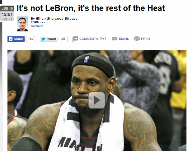 ESPN: «Дело не в Леброне, а во всех остальных» ESPN: «Дело не в Леброне, а во всех остальных»