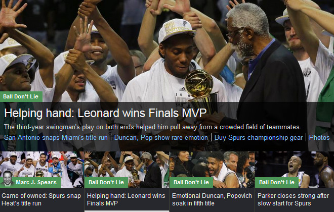 YahooSports!: «Рука помощи: звание MVP выиграл Кавай Леонард» YahooSports!: «Рука помощи: звание MVP выиграл Кавай Леонард»