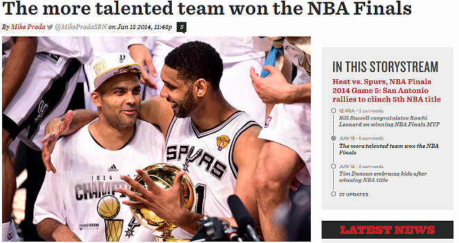 SB Nation: «Финал НБА выиграла наиболее талантливая команда» SB Nation: «Финал НБА выиграла наиболее талантливая команда»