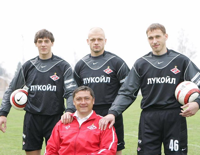 Перескоков и вратари «Спартака» в середине 2000-х: Дмитрий Хомич, Войцех Ковалевски и Алексей Зуев (слева направо)
