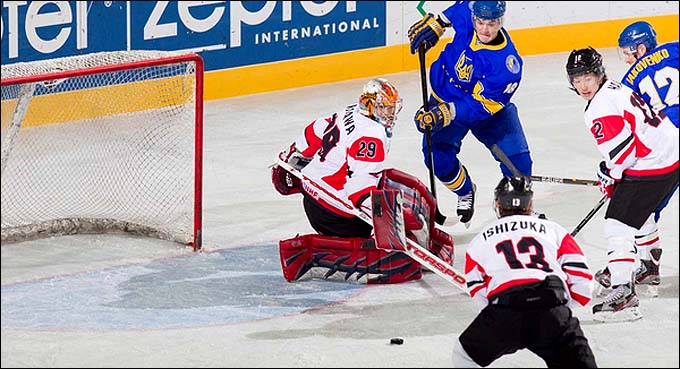 21 апреля 2012 года. Любляна. Чемпионат мира, дивизион I. Япония — Украина — 1:2 (ПБ) 21 апреля 2012 года. Любляна. Чемпионат мира, дивизион I. Япония — Украина — 1:2 (ПБ)