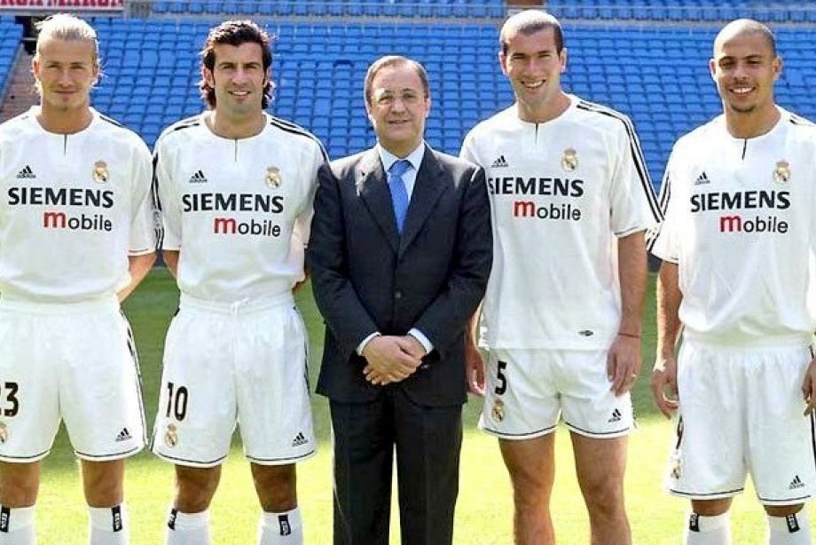 La era Galácticos en el Real Madrid: Flo rodeada de Beckham, Figo, Zidane y Ronaldo