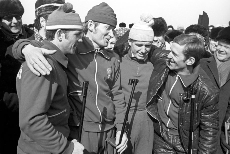 Николай Круглов, Юрий Колмаков, Александр Ушаков и Александр Тихонов на чемпионате мира по биатлону 1974 года