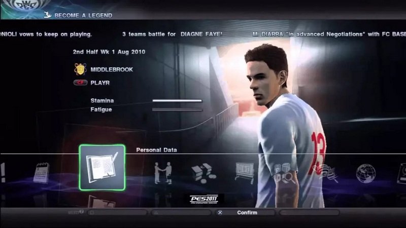 Меню «Стань Легендой» в PES 2011 Меню «Стань Легендой» в PES 2011