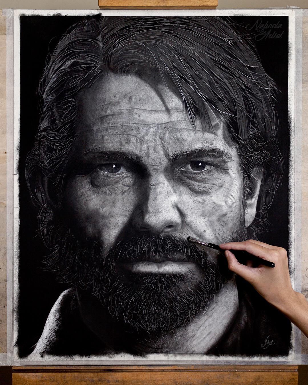 Фанат The Last of Us нарисовал углём поразительный портрет Джоэла -  Чемпионат