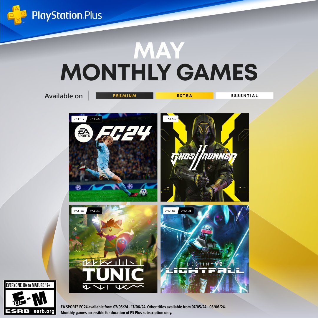 Бесплатные игры PS Plus Essential на май 2024 года: EA Sports FC 24,  Ghostrunner 2, Tunic и Destiny 2: Lightfall - Чемпионат