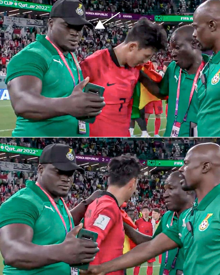 Тренера сборной Ганы пытаются оттащить от Сон Хын Мина
