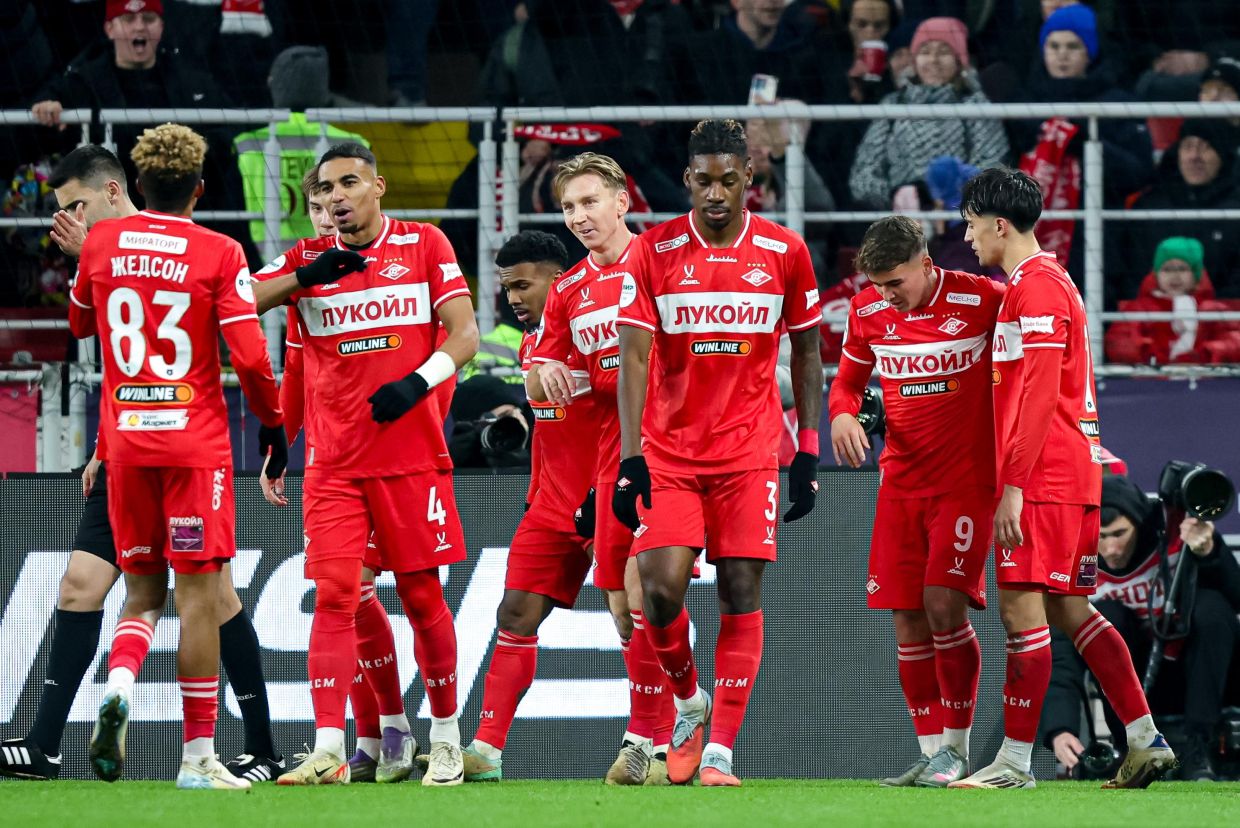 «Спартак» празднует гол в дерби с «Динамо»
