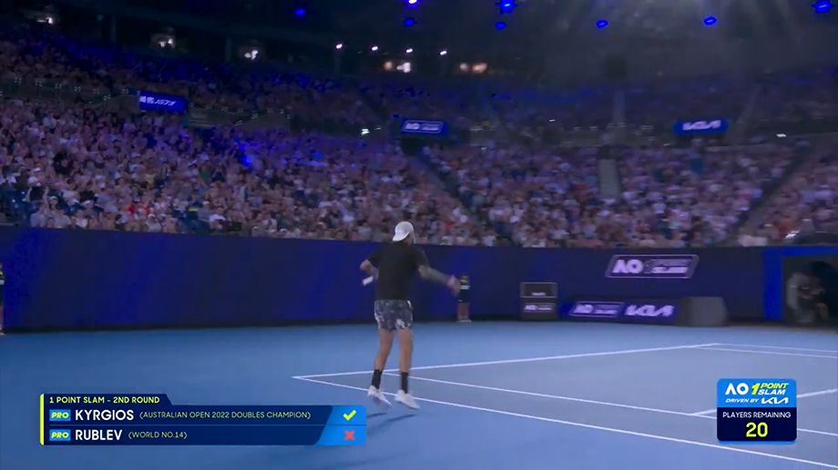 Ник Кирьос празднует победу над Рублёвым