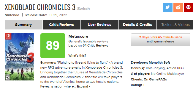 В сеть утекла Xenoblade Chronicles 3 и ее уже запустили на Steam Deck, 89  баллов на Metacritic - Shazoo