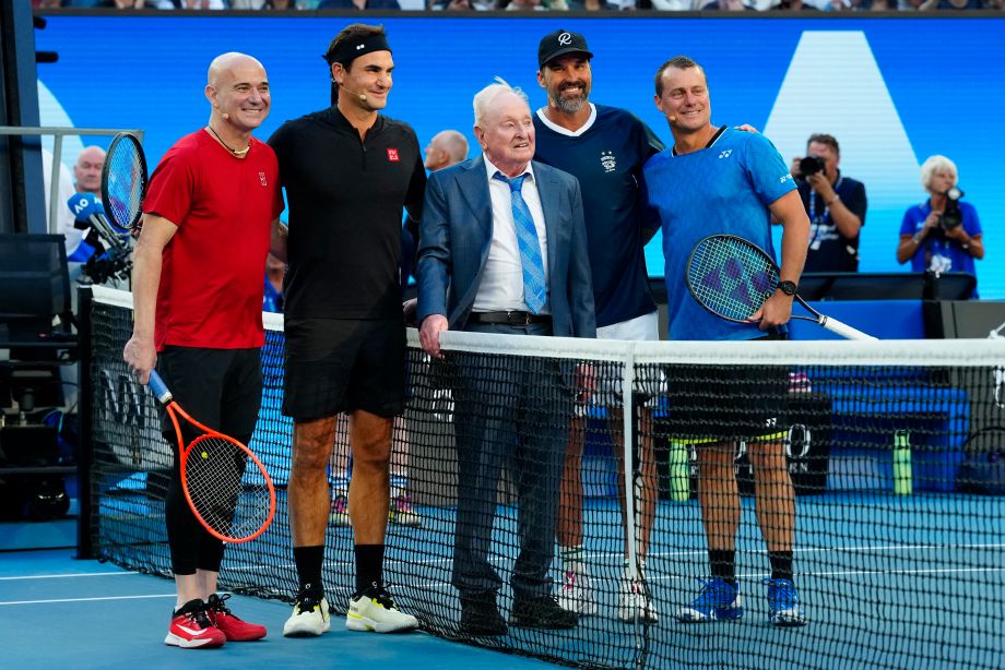 Роджер Федерер, Андре Агасси, Патрик Рафтер, Ллейтон Хьюитт и легендарный Род Лэйвер