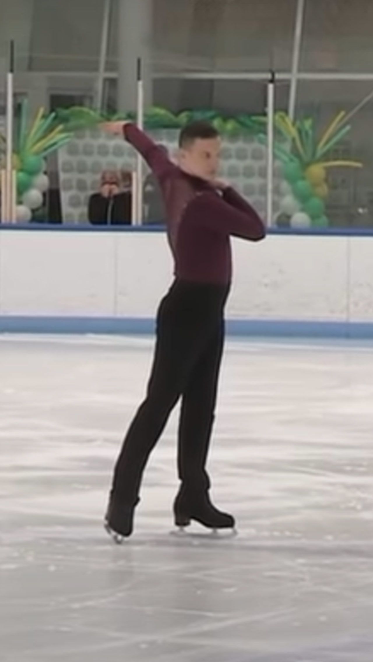 Лис сам стоит на коньках