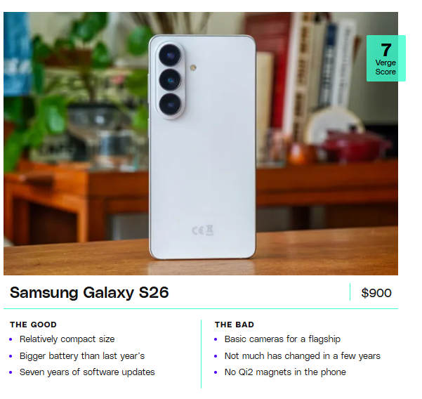 Плюсы и минусы Galaxy S26 от The Verge