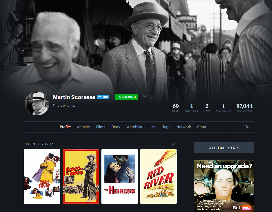 Режиссёр Мартин Скорсезе завёл аккаунт на Letterboxd и назвал свои любимые  фильмы - Чемпионат