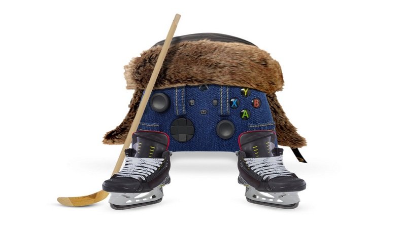 The first version of the Canadian gamepad - with a stick and on skates