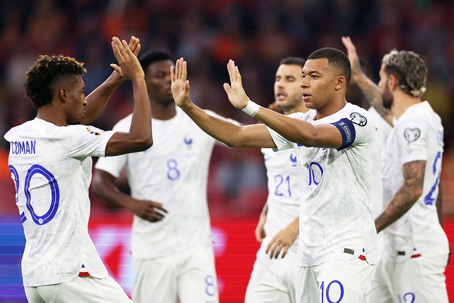 Los franceses celebran un gol marcado