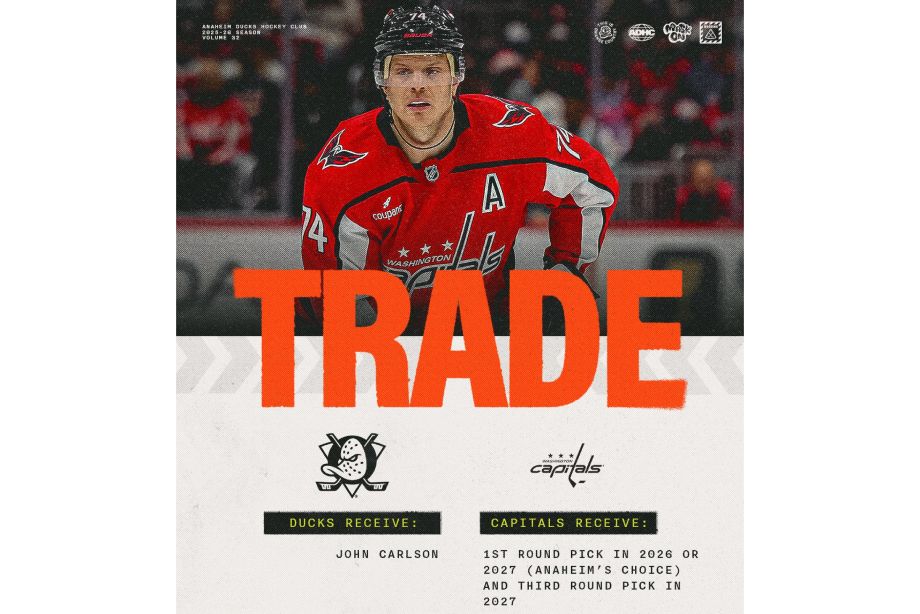 Объявление «Анахайма» о переходе Джона Карлсона