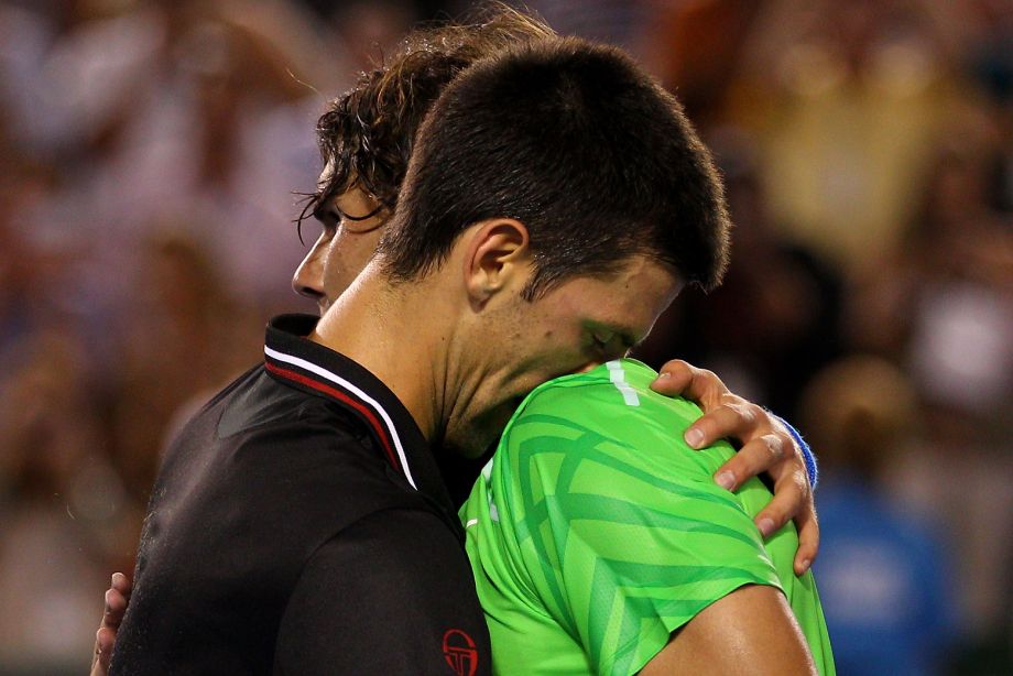 Новак Джокович и Рафаэль Надаль после финала Australian Open — 2012
