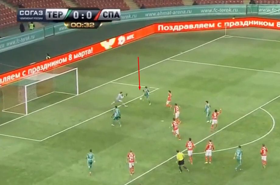 Гол, пропущенный Митрюшкиным в дебютной игре за «Спартак»