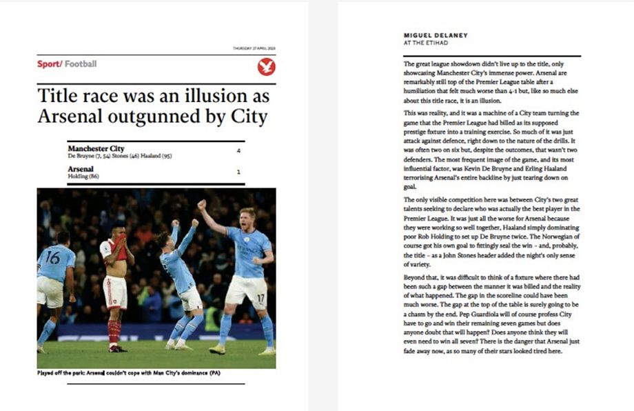 Статья о матче «Манчестер Сити» — «Арсенал»