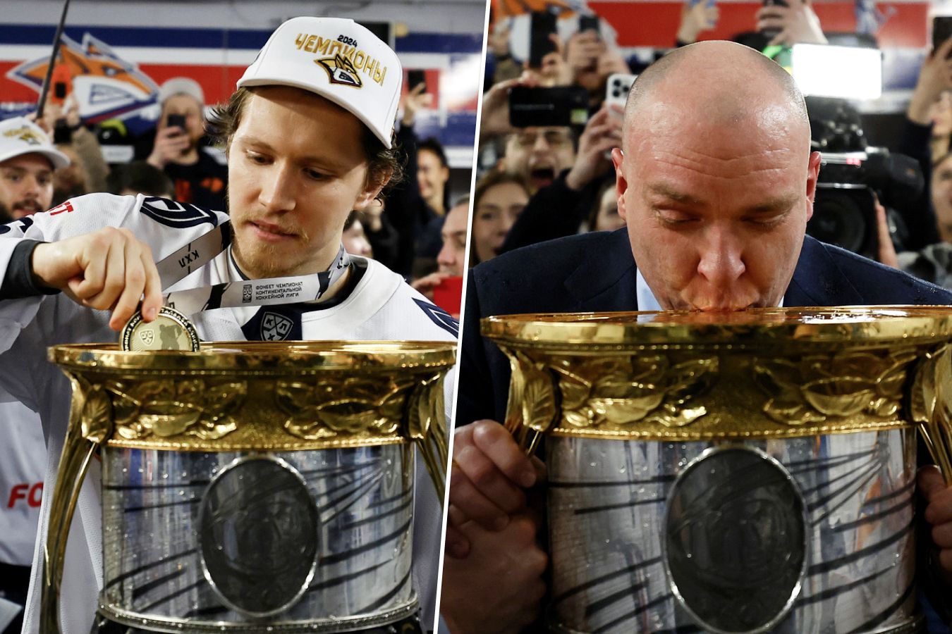 Зернов обмывал медаль, Мозякин и Разин пили из кубка. Фото чемпионства Металлурга
