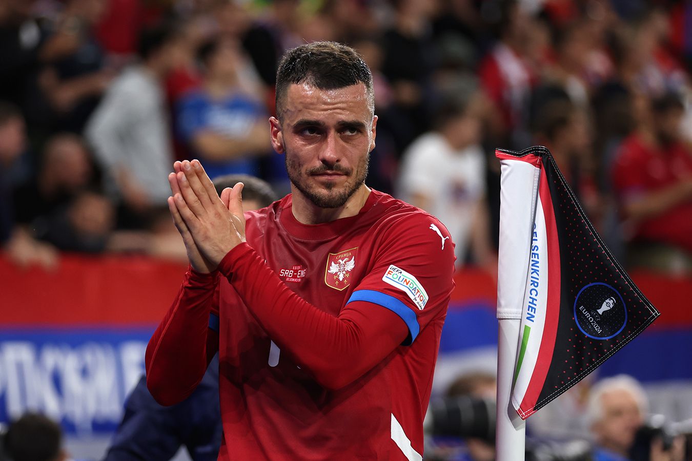 Филип Костич получил травму в первом тайме матча Сербии с Англией на Евро-2024
