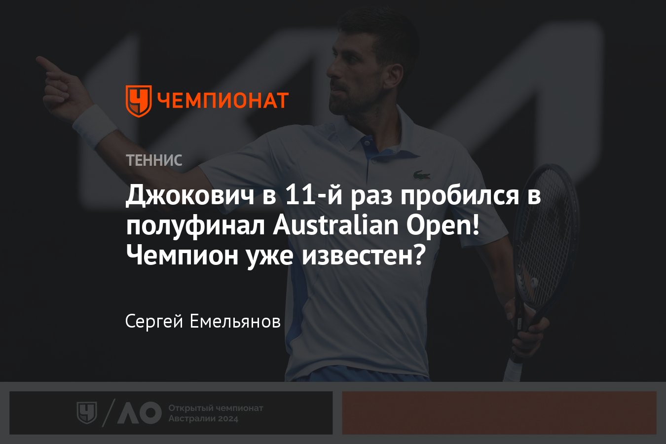 Новак Джокович вышел в полуфинал Открытого чемпионата Австралии – 2024, с  кем сыграет дальше, расклады, сетка - Чемпионат