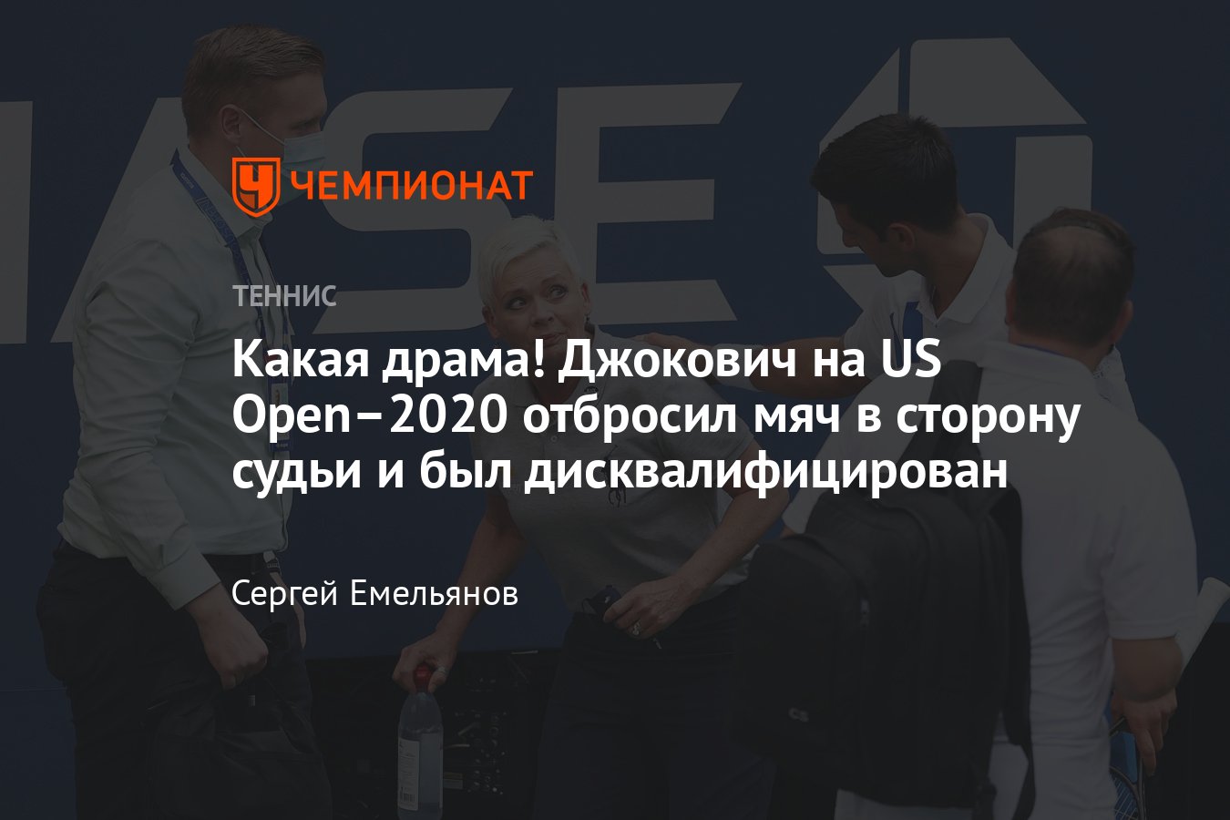 Первый номер мирового рейтинга Новак Джокович был дисквалифицирован на US  Open за отброс мяча в сторону судьи - Чемпионат