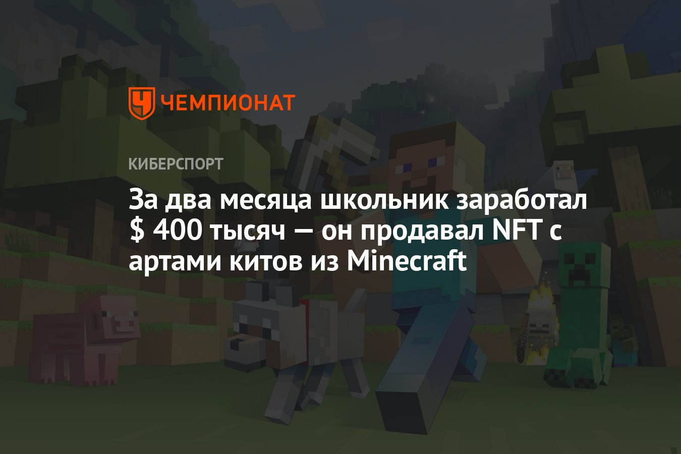 За два месяца школьник заработал $ 400 тысяч — он продавал NFT с артами  китов из Minecraft - Чемпионат