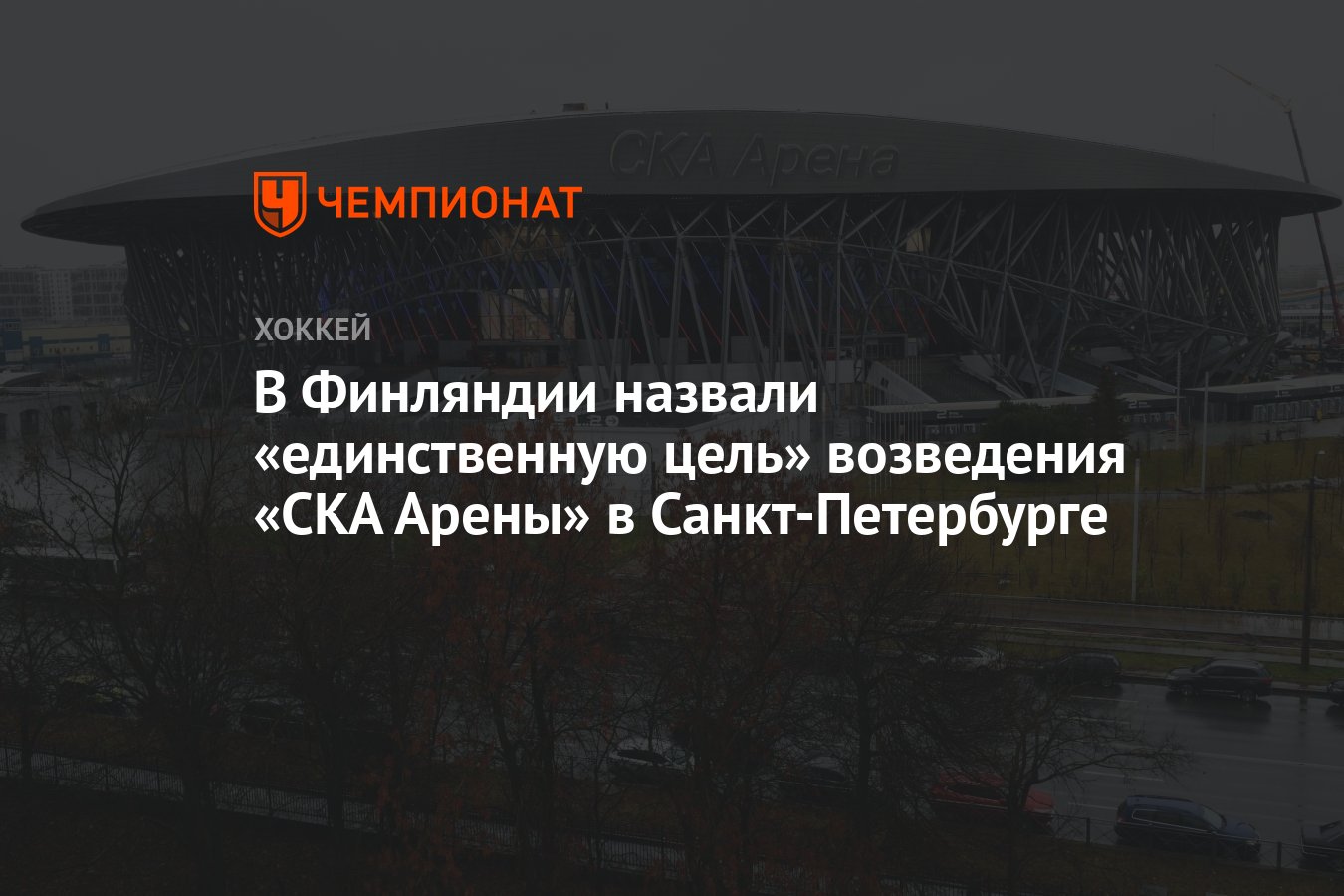 В Финляндии назвали «единственную цель» возведения «СКА Арены» в  Санкт-Петербурге - Чемпионат