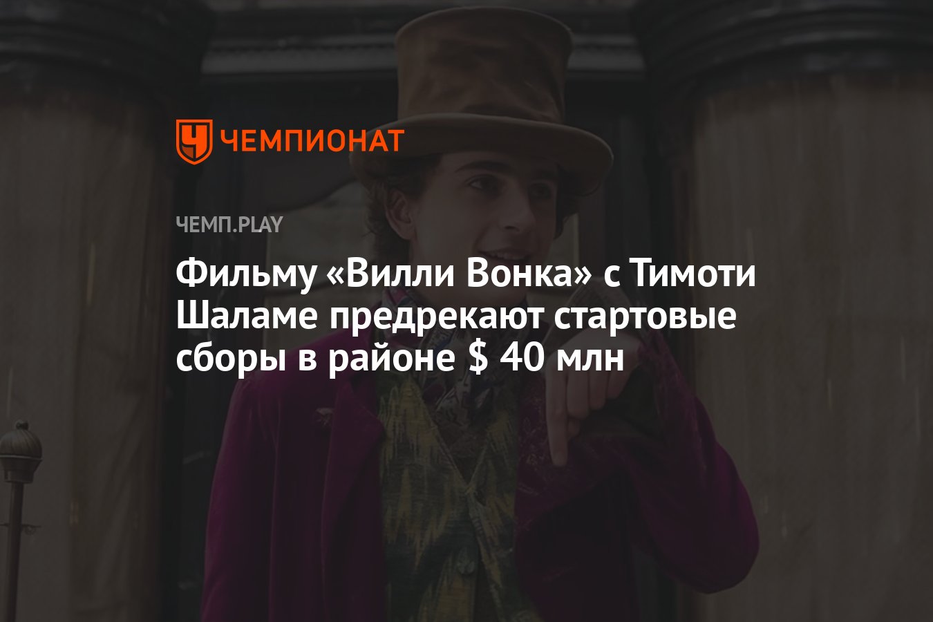 Фильму «Вилли Вонка» с Тимоти Шаламе предрекают стартовые сборы в районе $  40 млн - Чемпионат