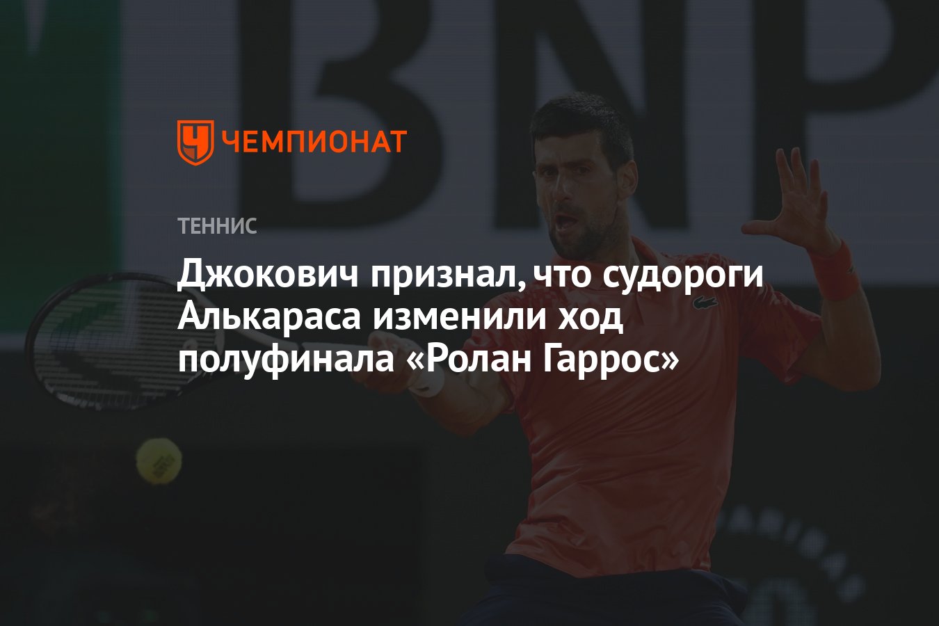 Джокович признал, что судороги Алькараса изменили ход полуфинала «Ролан  Гаррос» - Чемпионат