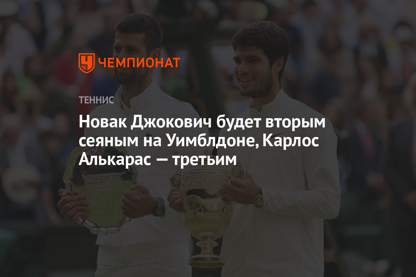 Новак Джокович будет вторым сеяным на Уимблдоне, Карлос Алькарас — третьим  - Чемпионат