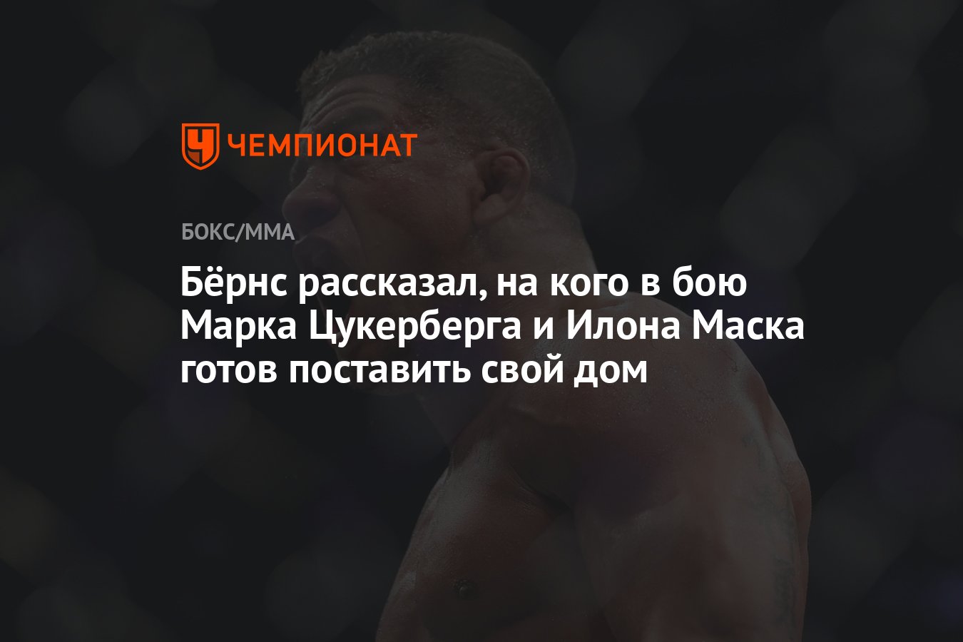 Бёрнс рассказал, на кого в бою Марка Цукерберга и Илона Маска готов  поставить свой дом - Чемпионат